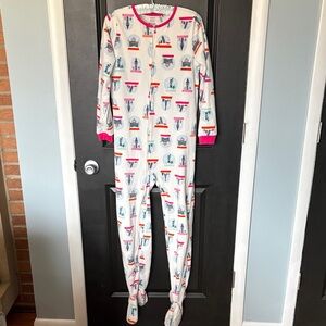 Carters size 14 snow globe global location themed fleece footed pajamas